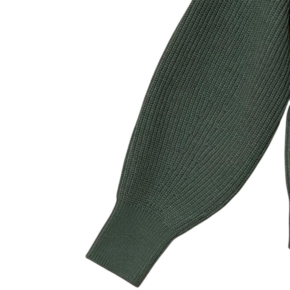 Banana Republic Button Front Cardigan L Green Ribbed Knit Balloon Sleeves NWT - Picture 5 of 8